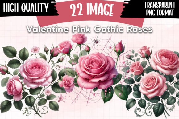 Download Watercolor Valentine Pink Gothic Roses - Valentine Collection