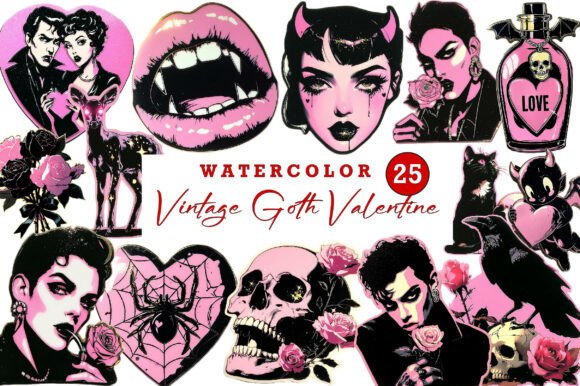 Download Vintage Goth Valentine Gothic Clip Art - Valentine Collection