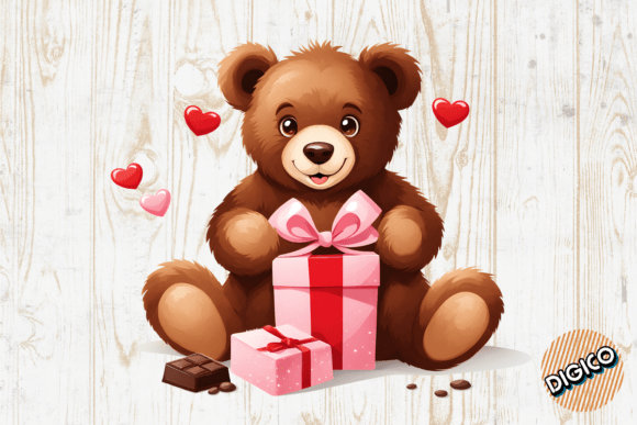 Download Valentine's Day Cute Bear Holding Gift - Valentine Collection