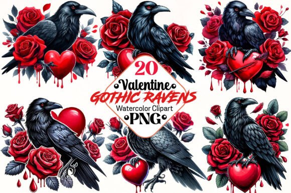 Download Valentine Gothic Ravens Clipart PNG - Valentine Collection