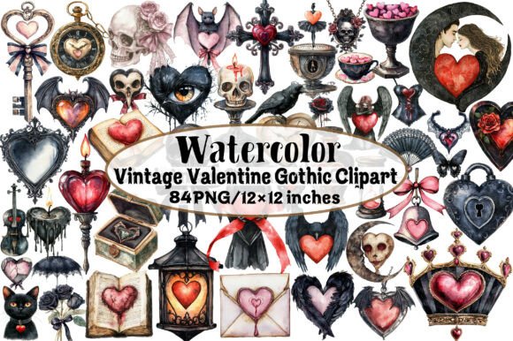 Download Vintage Valentine Gothic Clipart - Valentine Collection