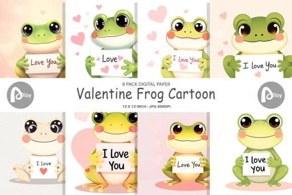 Download Digital Paper Valentine Frog Cartoon - Valentine Collection