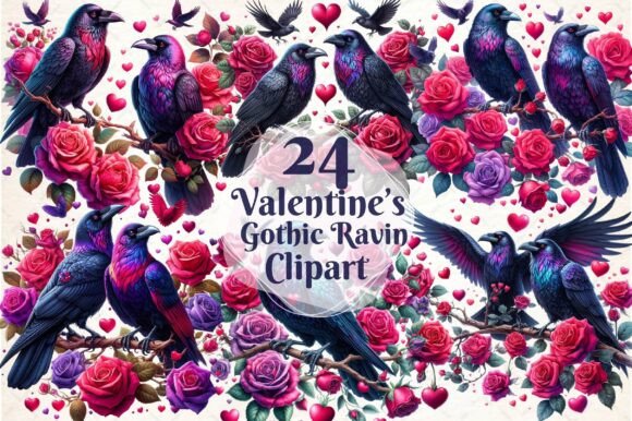 Download Valentine's Gothic Raven Clipart - Valentine Collection